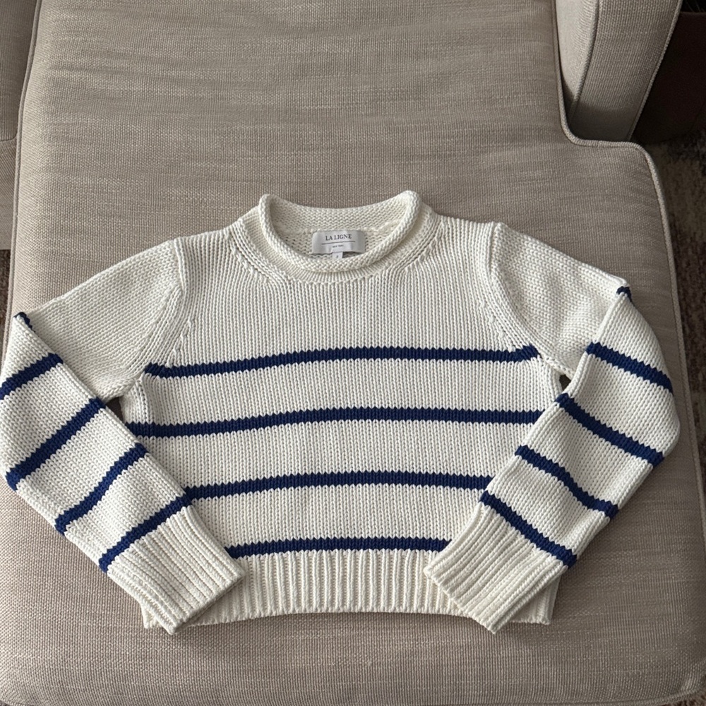 La Ligne Mini Marina Sweater in Cream/Cobalt Size Small